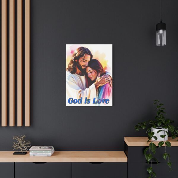 Inspirational Wall Art Canvas, "God is Love" Jesus hugging a young lady! Christian Home Decor, Uplifting Religious Gift, Faith-Based Artwork - Image 15