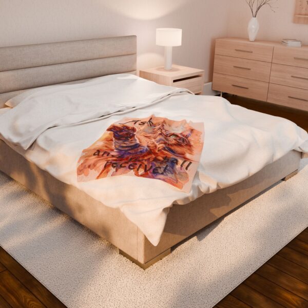 Our "Ask ...and ye shall receive" Matt 7:7 featuring a Maine Coon Cat asking for a treat! Inspirational Velveteen Plush Throw Blanket. Cozy Faith Home Decor Bedding - Image 8
