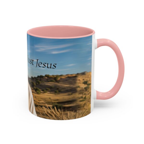 Our inspirational "Just Jesus" Ceramic Accent Coffee Mug Design is Perfect for Wedding Gifts, Inspirational Decor - Image 10