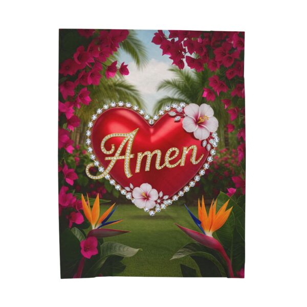 Our Beautiful "Amen" Inspirational 'Solid Red Heart' design Velveteen Plush Throw Blanket - A Cozy Gift or for Home Decor, Bedding - Image 3