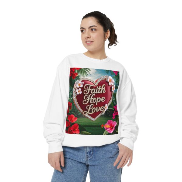 Sweatshirt Unisex our inspirational "Faith Hope Love" 'Solid Red Heart' design. Faith Apparel Gospel Fashion Jumper, Pullover - Image 12