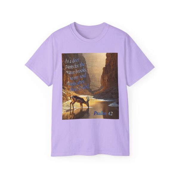 Our inspirational Psalm 42 'As a Deer Pants' in design! Christian Unisex Cotton T-Shirt, Faith Spiritual Apparel, Love Gift - Image 23