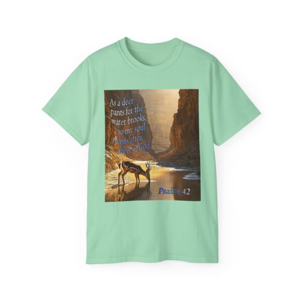 Our inspirational Psalm 42 'As a Deer Pants' in design! Christian Unisex Cotton T-Shirt, Faith Spiritual Apparel, Love Gift - Image 13