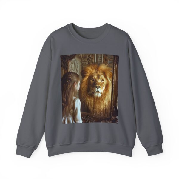 Crewneck Sweatshirt with our 'Lion in the Mirror' Inspirational design! Inspirational Biblical, Vintage, Lion of Judah and Aslan-Inspired Gift - Image 19