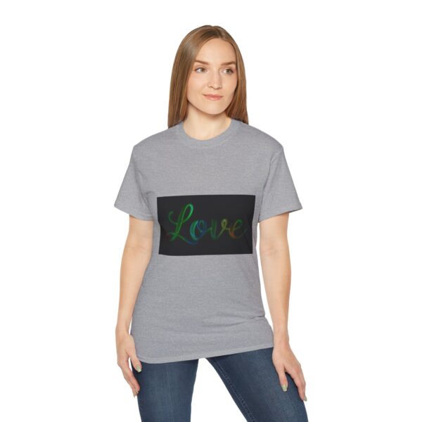 Our inspirational "Love" 'light in darkness' Design!! on a Christian Unisex Cotton T-Shirt, Faith Spiritual Apparel, Love Gift - Image 8
