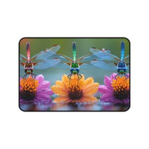 Inspirational Desk Mat, 'Dragonflies Three' Mouse Pad, Office Decor Accessory, Desk Protector, Workspace Organizer, Inspirational