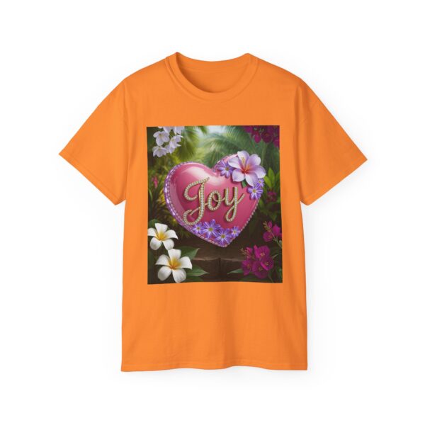 Our inspirational "Joy" 'Solid Pink Heart' Design! on a Christian Unisex Cotton T-Shirt, Faith Spiritual Apparel, Love Gift - Image 2