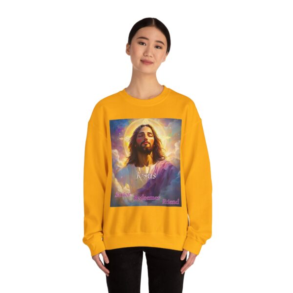 Crewneck Sweatshirt-with our inspirational 'Jesus: Savior Redeemer Friend' Design! Vintage Inspired Faith Apparel, Gospel Fashion Unisex Heavy - Image 14