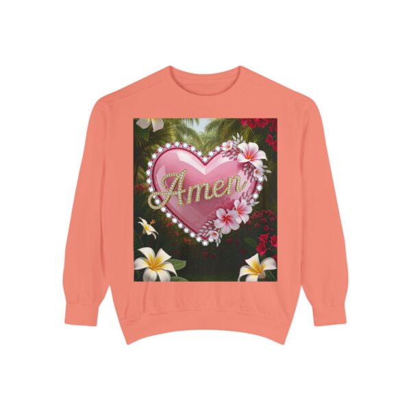 Sweatshirt Unisex Inspirational-With Our "Amen" 'Solid Pink Heart' Christian Apparel Faith-Based Gospel Comfort Philippians 4:8 Gift Jumper - Image 5