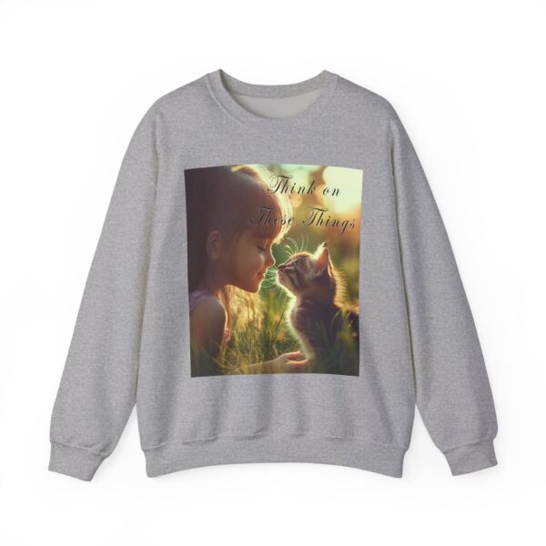 Crewneck Sweatshirt-with our 'Kitten Kisses' "Think on these things" Inspirational Vintage Christian Faith Apparel Gospel Sweatshirt Unisx Heavy - Image 10