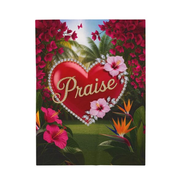 Our "Praise" 'Solid Red Heart' Inspirational Velveteen Plush Throw Blanket A Cozy Gift for Anniversary, Wedding Faith Home Decor Bedding - Image 9