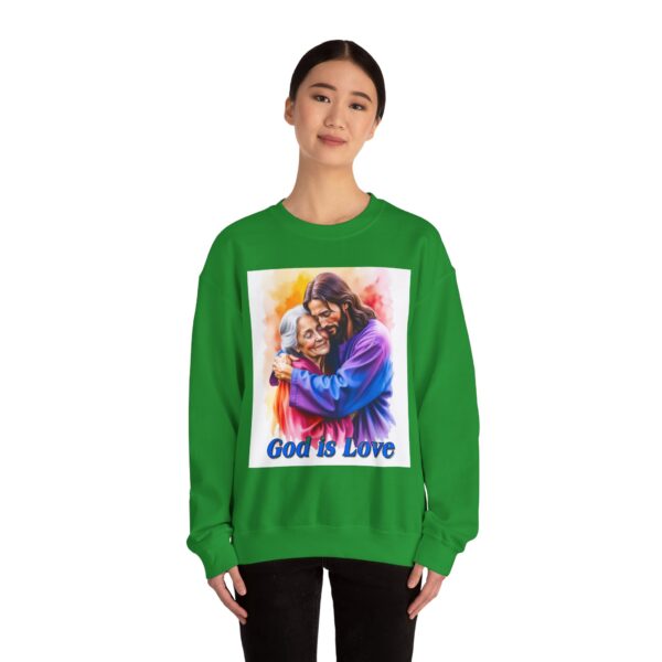 Crewneck Sweatshirt with our "God is Love" series with Jesus hugging Grandmother! Inspirational Biblical, Vintage Inspired, Gift - Image 25
