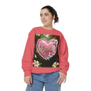 Sweatshirt Unisex Inspirational-With Our "Amen" 'Solid Pink Heart' Christian Apparel Faith-Based Gospel Comfort Philippians 4:8 Gift Jumper