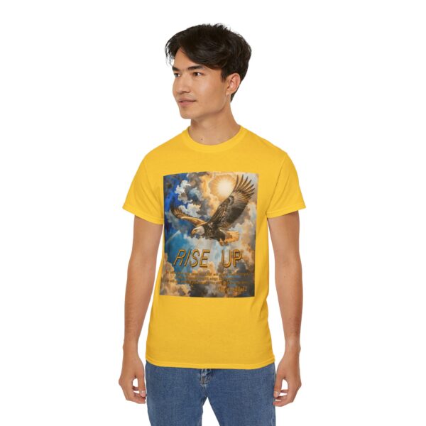 Cotton T-shirt with our "RISE UP" 'soaring eagle' design with Isaiah 40:31! Vintage Christian Faith Apparel Unisex Cotton T-Shirt, Thoughtful Quote - Image 14