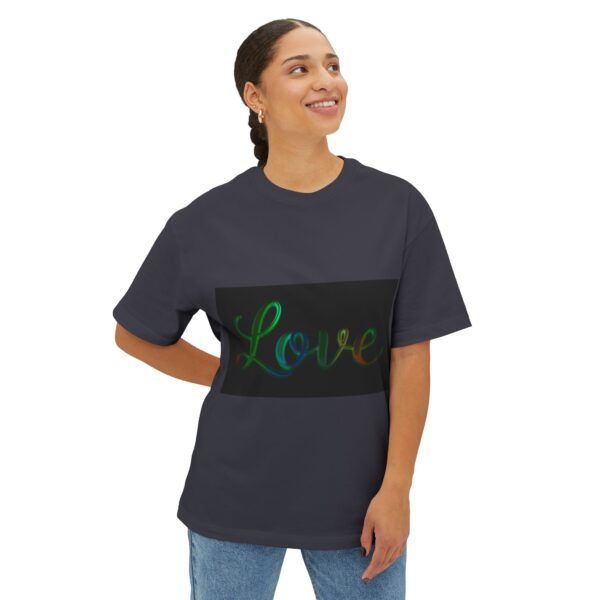 Our "Love" 'light in darkness' design on a Unisex Tee, Inspirational Oversized Box Tshirt, Religious Graphic Top, Travel Bible Verse Apparel - Image 12