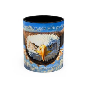 Our inspirational 'Soaring Eagle' and Psalm 103:5 'your youth is renewed like the eagles' design Ceramic Accent Coffee Mug Design is Perfect for Wedding Gifts, Inspirational Decor