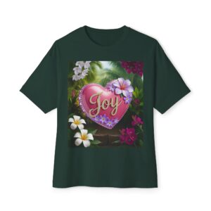 Our Inspirational "Joy" 'Solid Pink Heart' Design! Boxy T-Shirt Christian Faith Apparel Unisex Cotton Tee, Oversized Boxy Top T-shirt