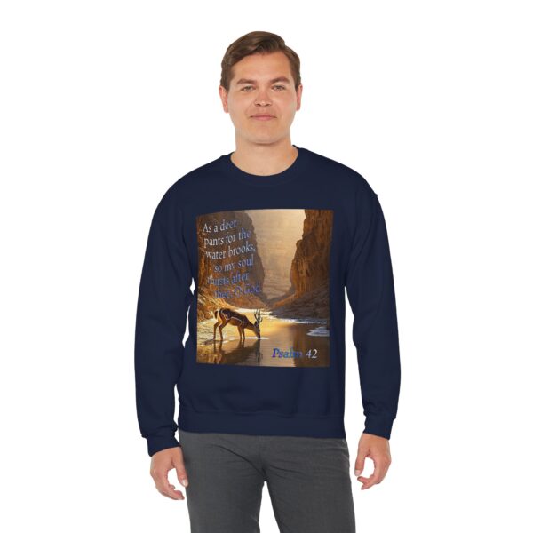 Crewneck Sweatshirt-with our inspirational Psalm 42 'As a Deer Pants' design! Vintage Inspired Faith Apparel, Gospel Fashion Unisex Heavy - Image 16
