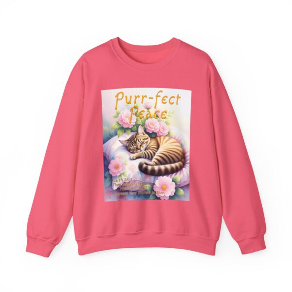 Crewneck Sweatshirt with our "Purr-fect Peace" with a cat in blissful sleep design featuring the verse Isaiah 26:3! Inspirational Biblical, Vintage Inspired, Gift - Image 38