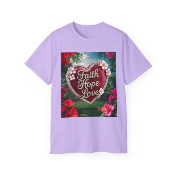 Our inspirational "Faith Hope Love" 'Solid Red Heart' Design! on a Christian Unisex Cotton T-Shirt, Faith Spiritual Apparel, Love Gift - Image 25