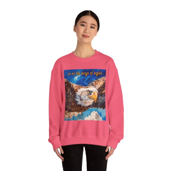 Crewneck Sweatshirt-with our "as on the wings of eagles" design with a majestic eagle in flight! Vintage Inspired Faith Apparel, Gospel Fashion Unisex Heavy Isaiah 40:31 - Image 23