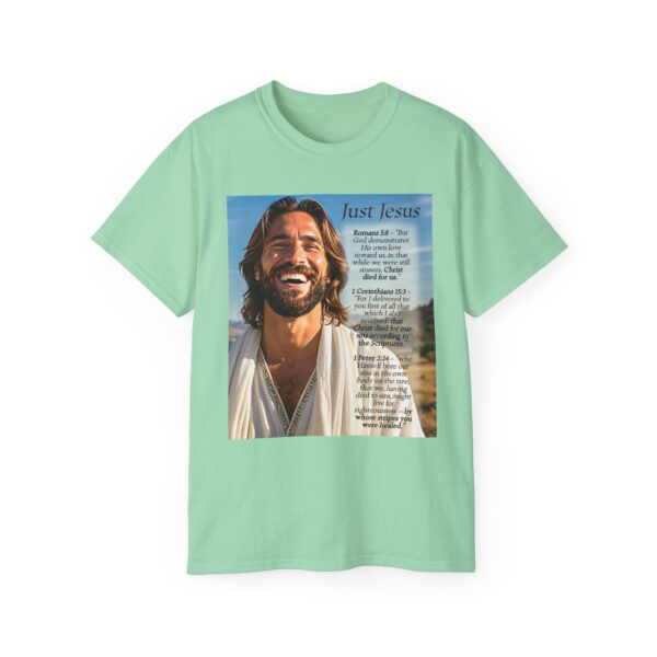Our inspirational "Just Jesus" and Verses on Salvation Design on a Christian Unisex Cotton T-Shirt, Faith Spiritual Apparel, Love Gift - Image 13