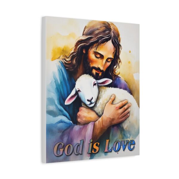 Inspirational Wall Art Canvas, "God is Love" Jesus hugging a Lamb Print, Christian Home Decor, Uplifting Religious Gift, Faith-Based Artwork - Image 7