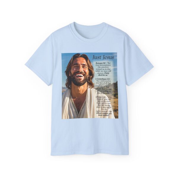 Our inspirational "Just Jesus" and Verses on Salvation Design on a Christian Unisex Cotton T-Shirt, Faith Spiritual Apparel, Love Gift - Image 17