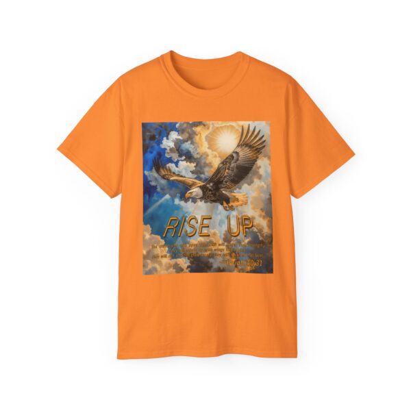 Cotton T-shirt with our "RISE UP" 'soaring eagle' design with Isaiah 40:31! Vintage Christian Faith Apparel Unisex Cotton T-Shirt, Thoughtful Quote - Image 9