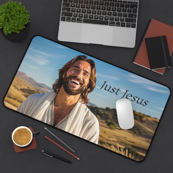 Inspirational Desk Mat with our "Just Jesus" Design. Mouse Pad, Office Decor Desk Accessory, Gaming Pad, Computer Mat, Non-Slip - Image 5