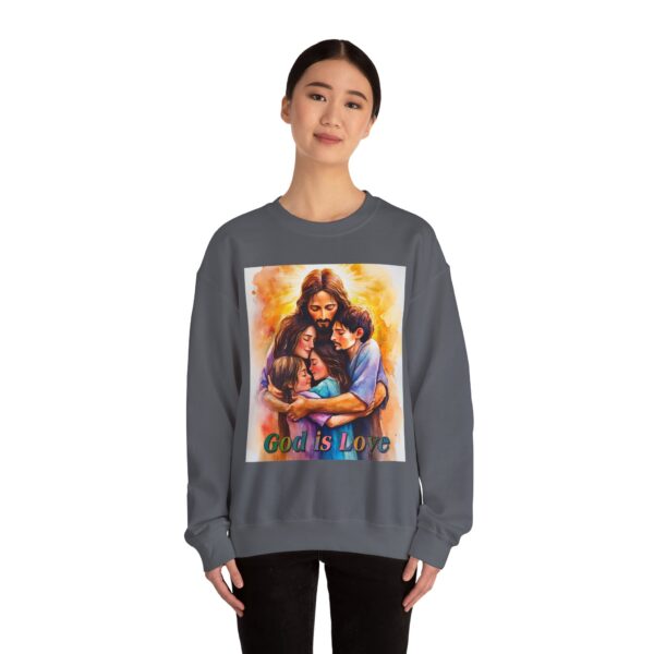 Crewneck Sweatshirt-with our "God is Love" series with Jesus hugging a young family! Inspirational Biblical Vintage Inspired Gift - Image 16