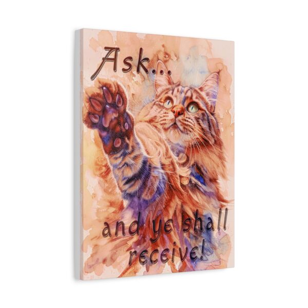 Inspirational Wall Art Canvas, "Ask ...and ye shall receive" Maine Coon Cat asking for a treat! Christian Home Decor, Uplifting Religious Gift, Faith-Based Artwork - Image 4