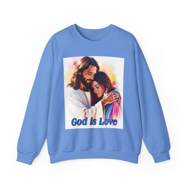 Crewneck Sweatshirt with our "God is Love" series with Jesus hugging a young lady! Inspirational Biblical, Vintage Inspired Gift - Image 17