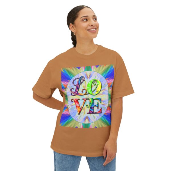 Our "Love" 'kaleidoscope' design on a Unisex Tee, Inspirational Oversized Box Tshirt, Religious Graphic Top, Travel Bible Verse Apparel - Image 10