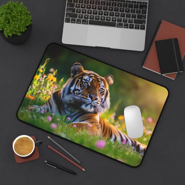 Inspirational Desk Mat 'Bengal Tiger at Rest' Mouse Pad, Office Decor Desk Accessory, Gaming Pad, Computer Mat, Non-Slip, Natural Beauty - Image 3