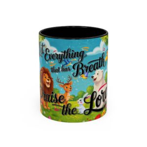 Our inspirational "Let Everything that has Breath Praise the Lord!" Ceramic Accent Coffee Mug Design is Perfect for Wedding Gifts, Inspirational Decor