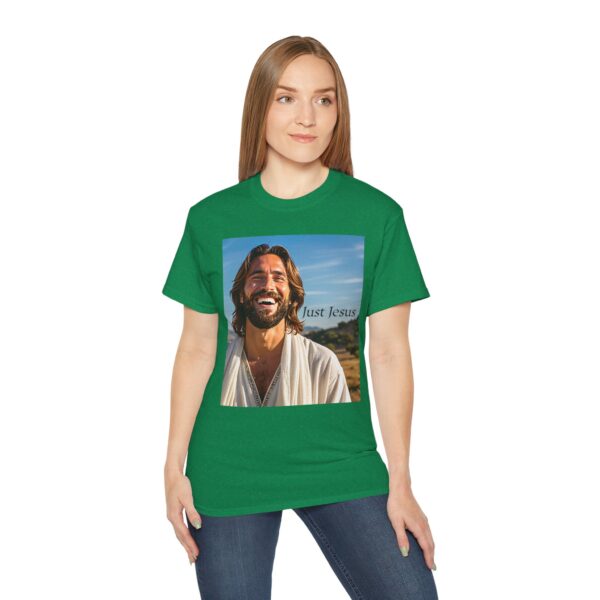 Our inspirational "Just Jesus" Design!! on a Christian Unisex Cotton T-Shirt, Faith Spiritual Apparel, Love Gift - Image 16