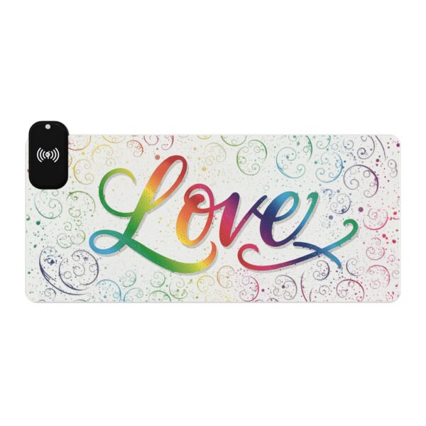 LED + Wireless Charger Gaming Mouse Pad with our inspirational "Love" 'spirals' Design, Gaming Desk Accessory, Tech Gift, Home Office Gamer Essentials - Image 4