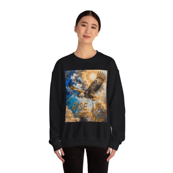 Crewneck Sweatshirt-with our "RISE UP" 'soaring eagle' design with Isaiah 40:31! Vintage Inspired Faith Apparel, Gospel Fashion Unisex Heavy - Image 8