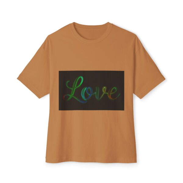 Our "Love" 'light in darkness' design on a Unisex Tee, Inspirational Oversized Box Tshirt, Religious Graphic Top, Travel Bible Verse Apparel - Image 9