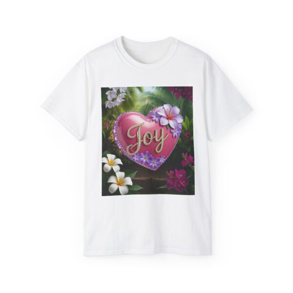 Our inspirational "Joy" 'Solid Pink Heart' Design! on a Christian Unisex Cotton T-Shirt, Faith Spiritual Apparel, Love Gift - Image 7