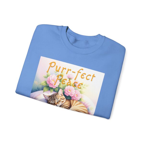 Crewneck Sweatshirt with our "Purr-fect Peace" with a cat in blissful sleep design featuring the verse Isaiah 26:3! Inspirational Biblical, Vintage Inspired, Gift - Image 28