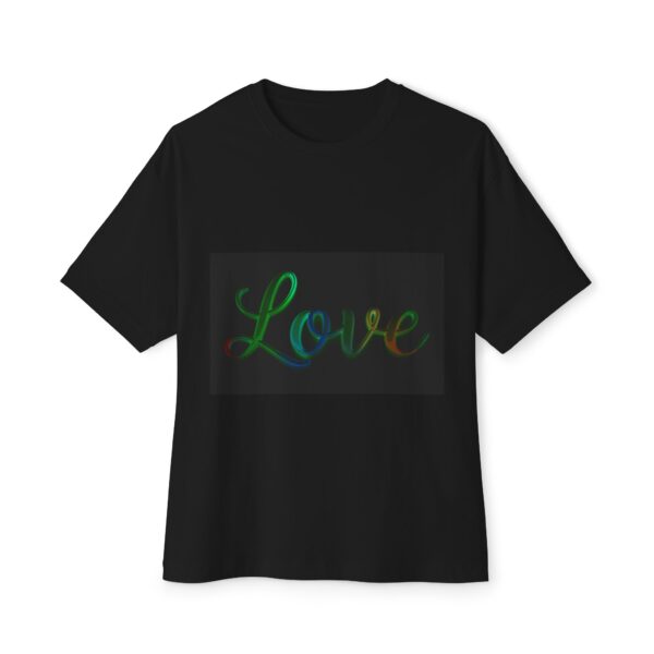 Our "Love" 'light in darkness' design on a Unisex Tee, Inspirational Oversized Box Tshirt, Religious Graphic Top, Travel Bible Verse Apparel - Image 2