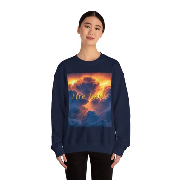 Crewneck Sweatshirt with our 'Storm Light' "Fire Inside" design! Beauty of Creation Tropical Storm Inspirational Sweatshirt Unisex - Image 42