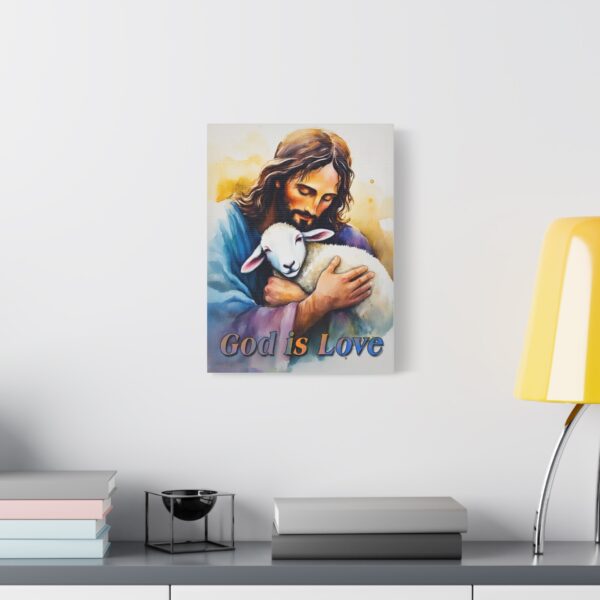 Inspirational Wall Art Canvas, "God is Love" Jesus hugging a Lamb Print, Christian Home Decor, Uplifting Religious Gift, Faith-Based Artwork - Image 5