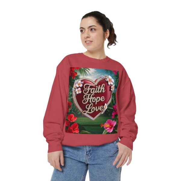 Sweatshirt Unisex our inspirational "Faith Hope Love" 'Solid Red Heart' design. Faith Apparel Gospel Fashion Jumper, Pullover - Image 9