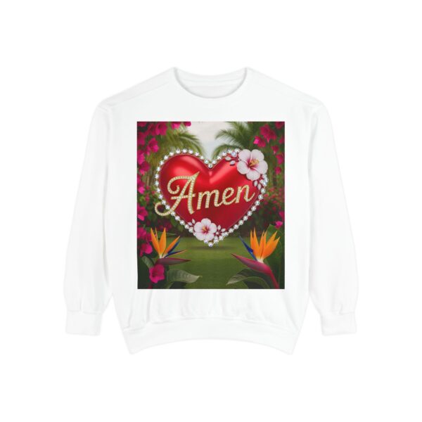Sweatshirt Unisex Inspirational-With our beautiful "Amen" 'Solid Red Heart'- Faith Apparel, Unisex Top, Religious Gift, Comfort Wear, Church Event Style - Image 4