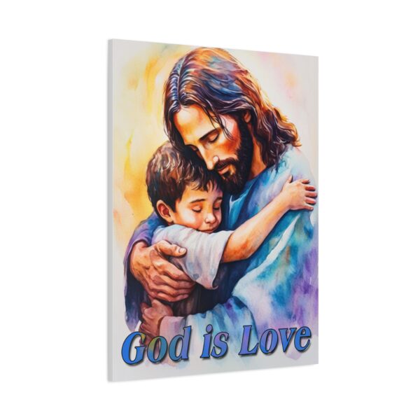 Inspirational Wall Art Canvas, "God is Love" Jesus hugging a small boy, Christian Home Decor, Uplifting Religious Gift, Faith-Based Artwork - Image 16