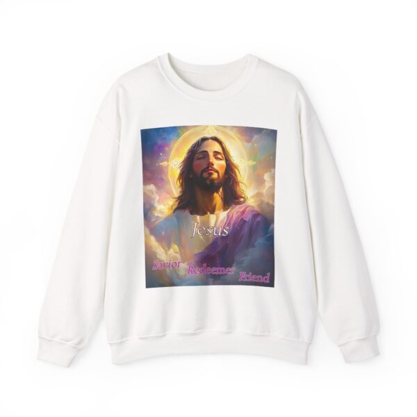 Crewneck Sweatshirt-with our inspirational 'Jesus: Savior Redeemer Friend' Design! Vintage Inspired Faith Apparel, Gospel Fashion Unisex Heavy - Image 4