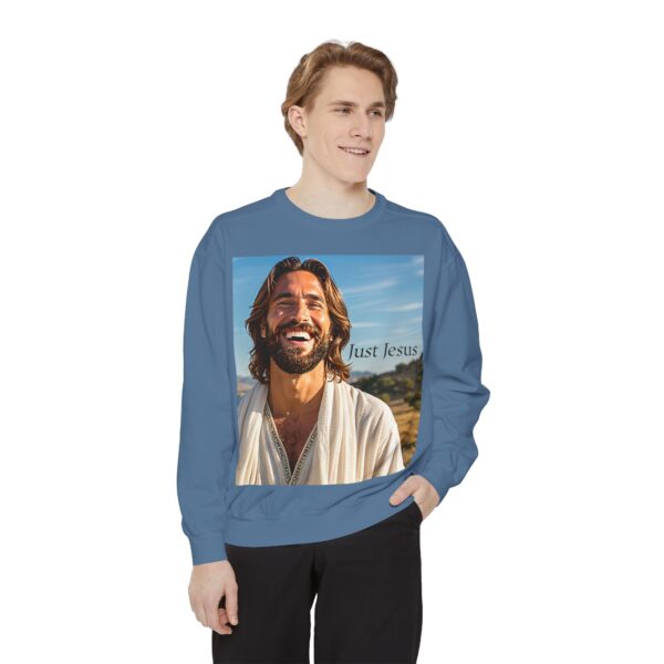 Sweatshirt Unisex with our inspirational  "Just Jesus" Design!! Faith Apparel Gospel Fashion Jumper, Pullover - Image 3